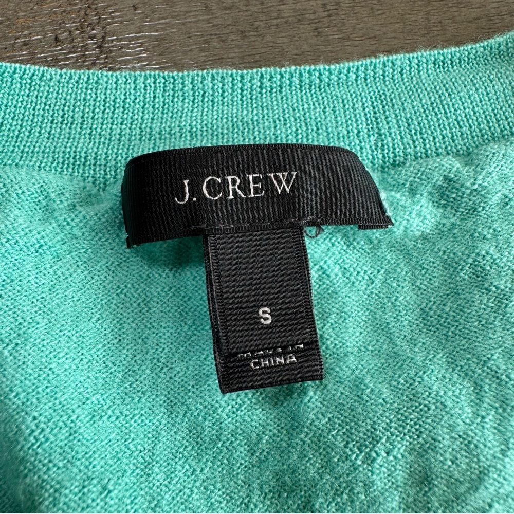 J. Crew Merino Wool V Neck Blue Teal Long Sleeve Sweater S - Picture 6 of 10